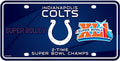 Indianapolis Colts Metal Auto Tag License Plate, 2-Time Super Bowl Champions, 6x12 Inch