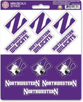 Northwestern University Wildcats 12-Piece Mini Decal Sticker Set, 5x6 Inch Sheet, Gift for football fans for any hard surfaces around home, automotive, personal items