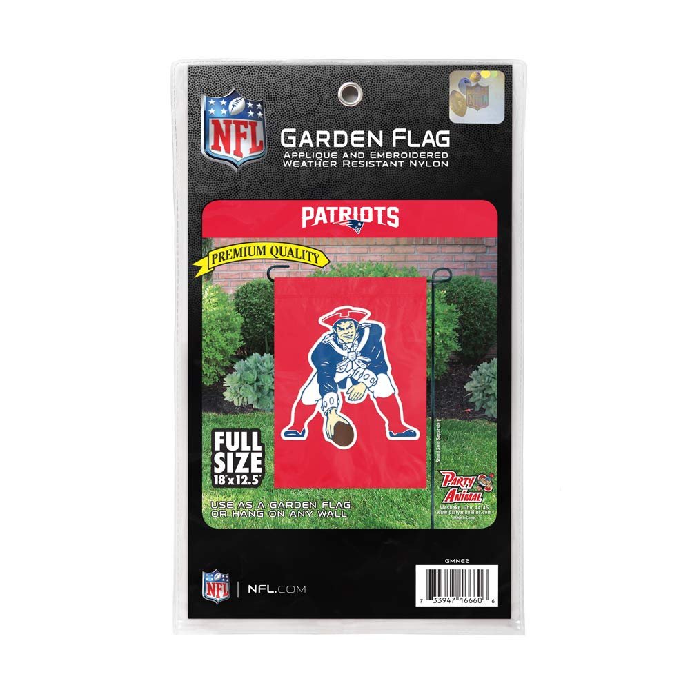 New England Patriots Premium Garden Flag Banner, Retro Logo, 12.5x18 Inch, Embroidered Applique, Nylon