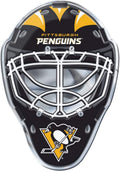 Pittsburgh Penguins Mask Auto Emblem, Aluminum Metal, Embossed Team Color, Raised Decal Sticker, Full Adhesive Backing