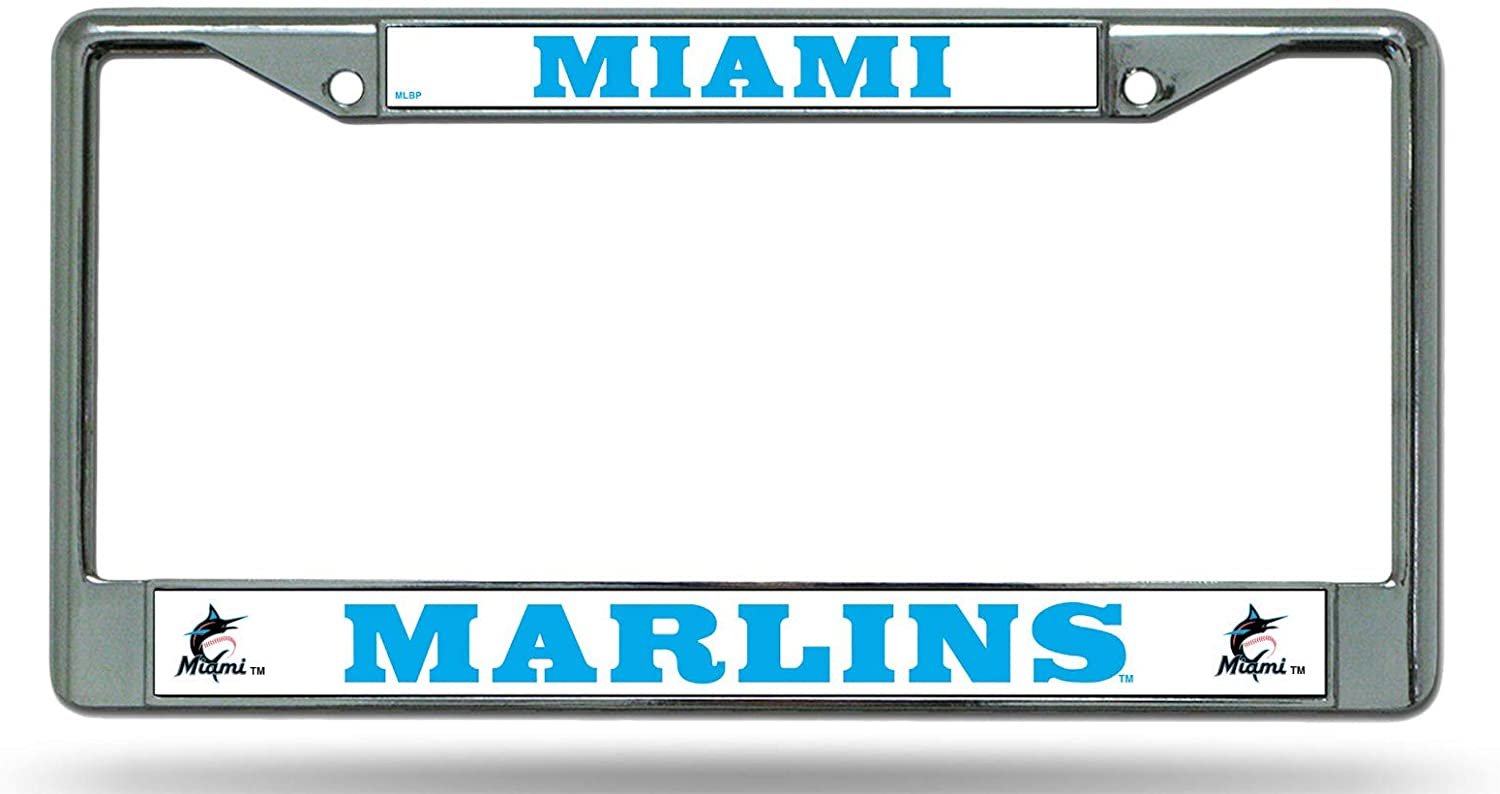 Miami Marlins Premium Chrome License Plate Frame Metal Tag Cover Baseball