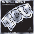 Texas Christian University Horned Frogs TCU 6 Inch Magnet, Metallic Chrome Shimmer Design, Vinyl Die Cut, Auto Home Heavy Duty