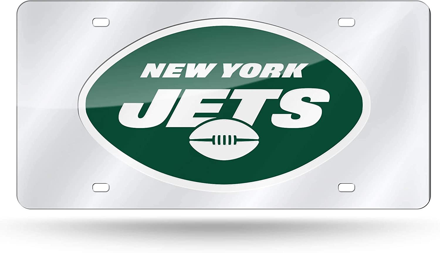 New York Jets Premium Laser Cut Tag License Plate, Mirrored Acrylic Inlaid, 12x6 Inch