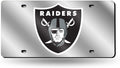 Las Vegas Raiders Premium Laser Cut Tag License Plate, Mirrored Acrylic Inlaid, 12x6 Inch