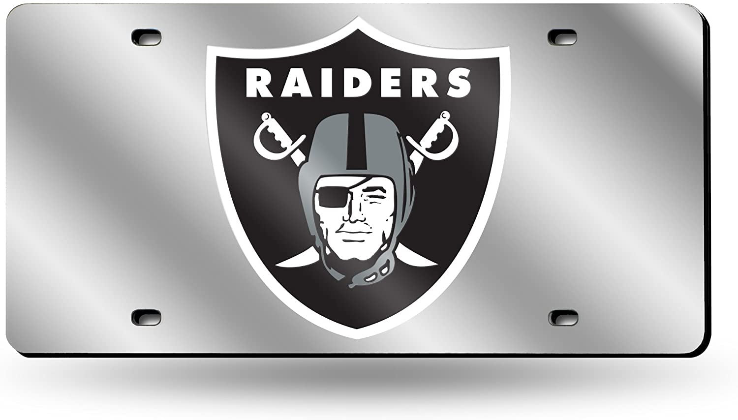 Las Vegas Raiders Premium Laser Cut Tag License Plate, Mirrored Acrylic Inlaid, 12x6 Inch