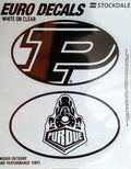 Purdue university Boilermakers 2-Piece White and Clear Euro Decal Sticker Set, 4x2.5 Inch Each