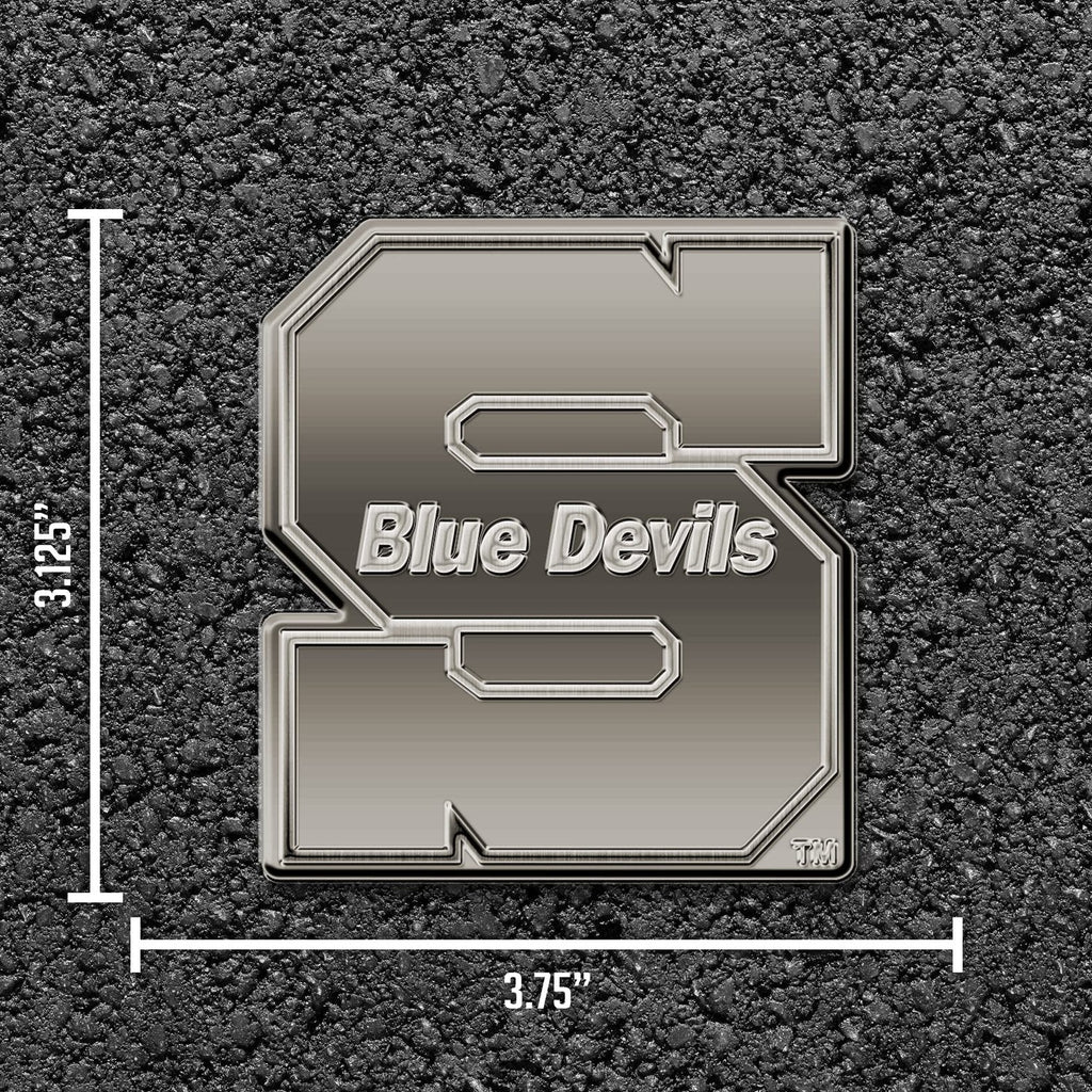 Rico Industries NCAA Wisconsin-Stout Blue Devils Antique Auto Emblem Antique Nickel Auto Emblem for Car/Truck/SUV