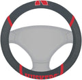 Nebraska Cornhuskers Steering Wheel Cover Premium Embroidered Black 15 Inch University of