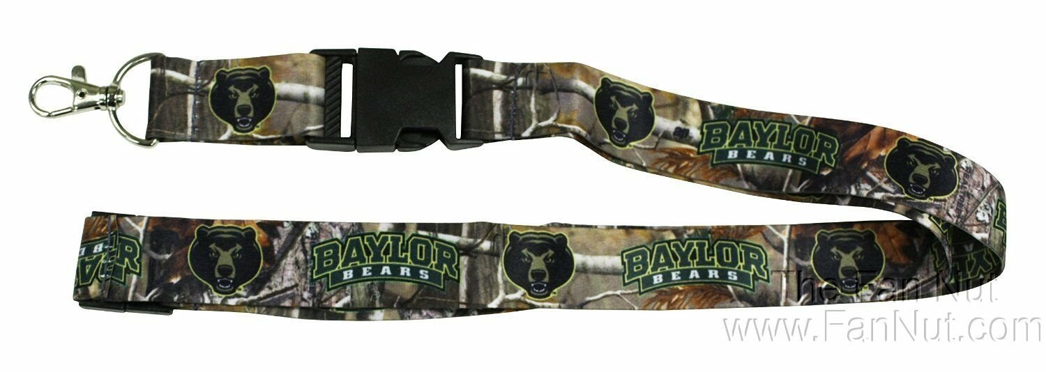 Baylor University Bears Camo Lanyard Keychain Double Sided Breakaway Safety Design Adult 18 Inch