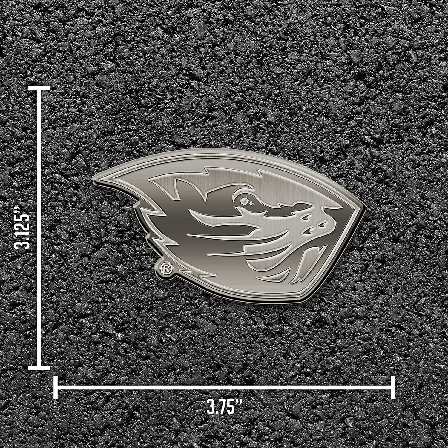 Oregon State University Beavers Solid Metal Auto Emblem Antique Nickel for Car/Truck/SUV