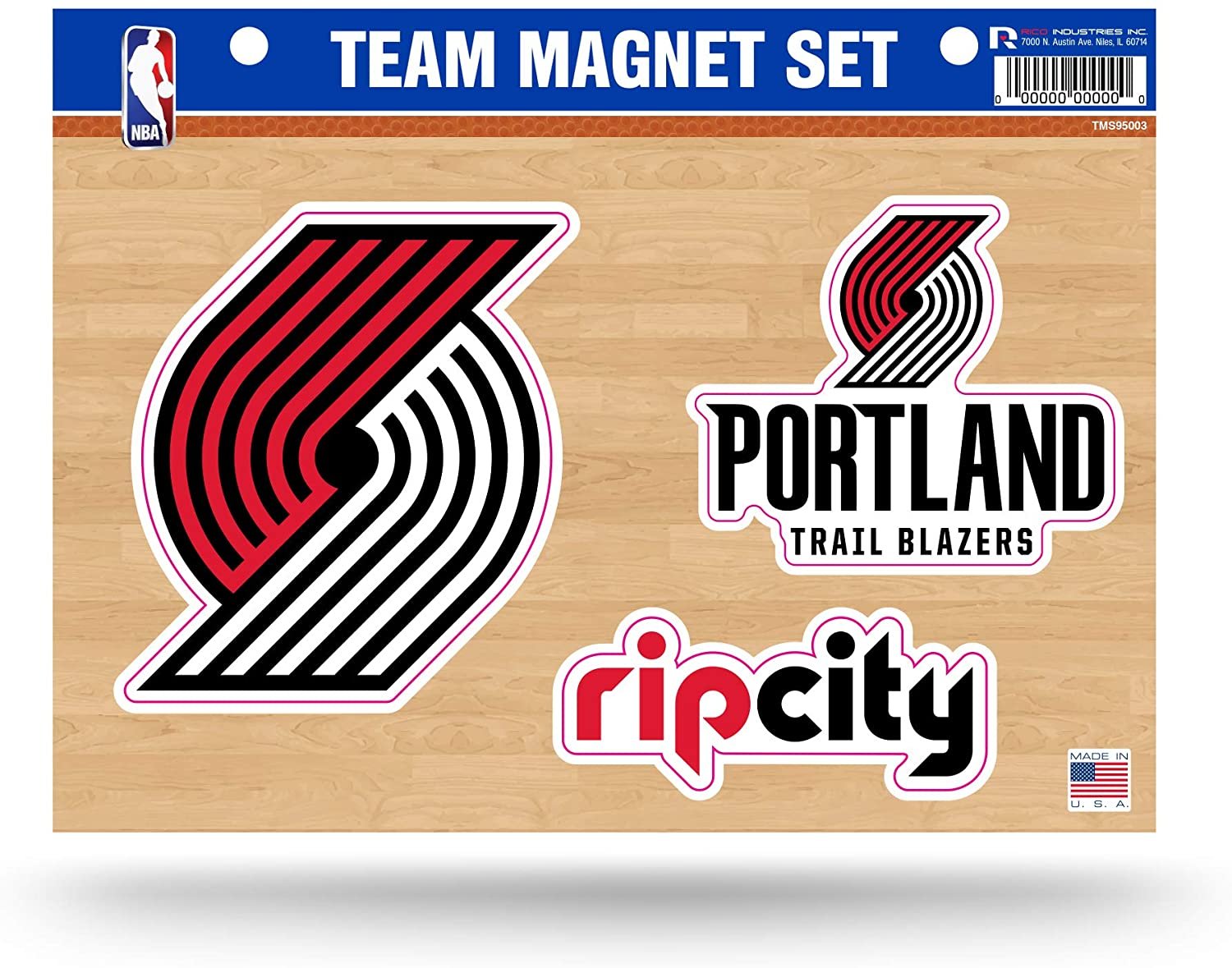 Rico Industries NBA Portland Trail Blazers Die Cut Team Magnet Set Sheet , 8.5 x 11-inches
