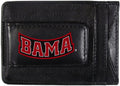 University of Alabama Crimson Tide Black Leather Wallet, Front Pocket Magnetic Money Clip, Printed Logo