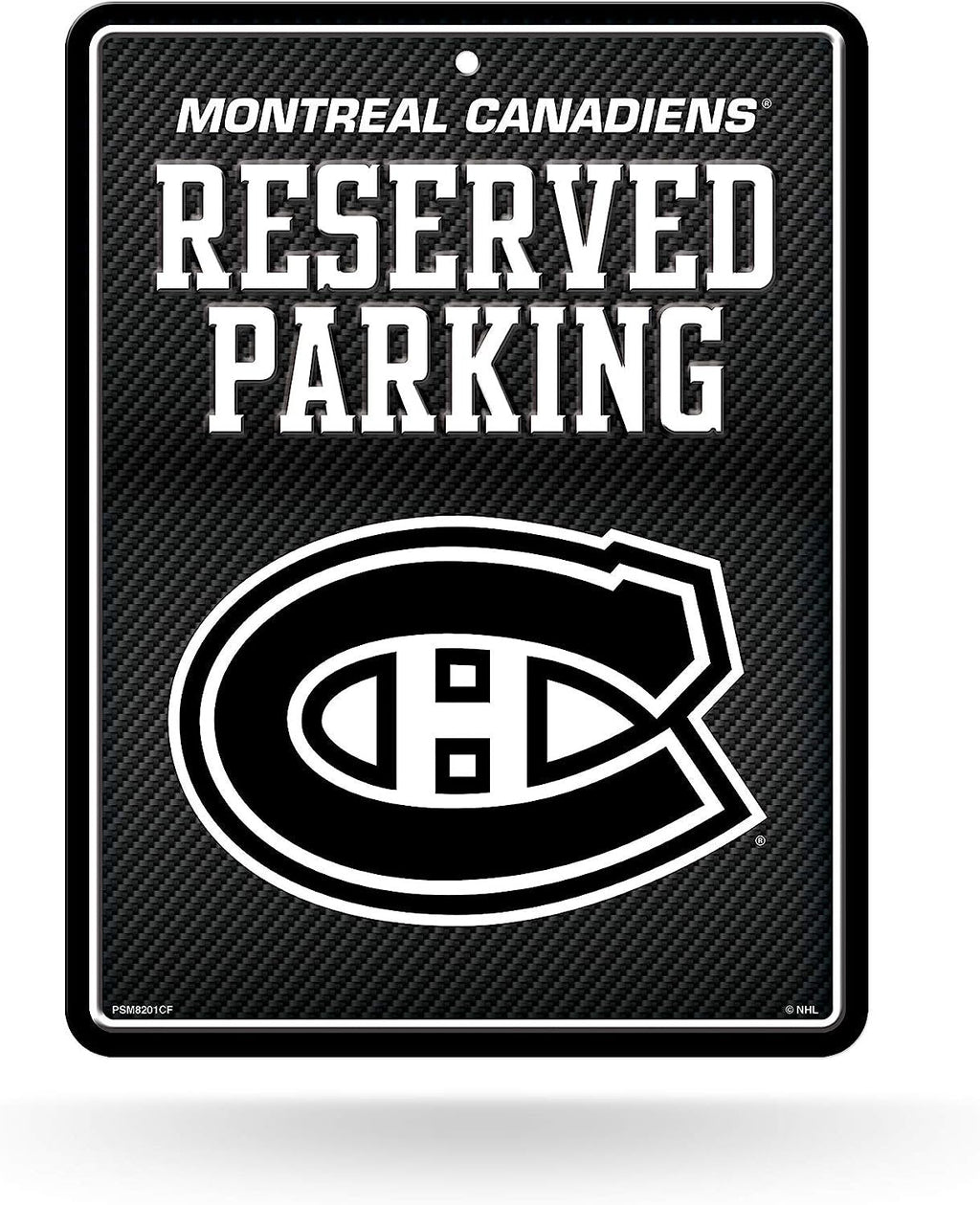 Montreal Canadiens Metal Parking Novelty Wall Sign 8.5 x 11 Inch Carbon Fiber Design