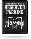 Mississippi State University Bulldogs Metal Parking Novelty Wall Sign 8.5 x 11 Inch Carbon Fiber Design