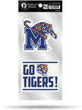 University of Memphis Tigers 2-Piece Double Up Die Cut Sticker Decal Sheet, 4x8 Inch