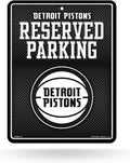 Detroit Pistons Metal Parking Novelty Wall Sign 8.5 x 11 Inch Carbon Fiber Design
