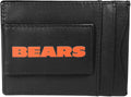 Chicago Bears Black Leather Wallet, Front Pocket Magnetic Money Clip, Printed Logo