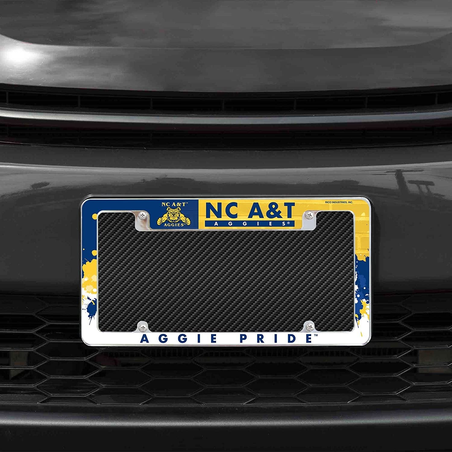 North Carolina A&T University Aggies Metal License Plate Frame Chrome Tag Cover All Over Design 6x12 Inch