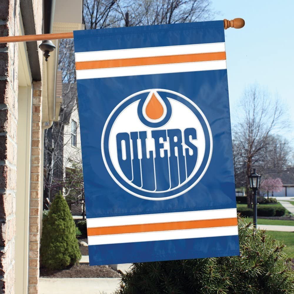 Edmonton Oilers Premium 2-Sided Banner Flag Embroidered 28x44 Outdoor
