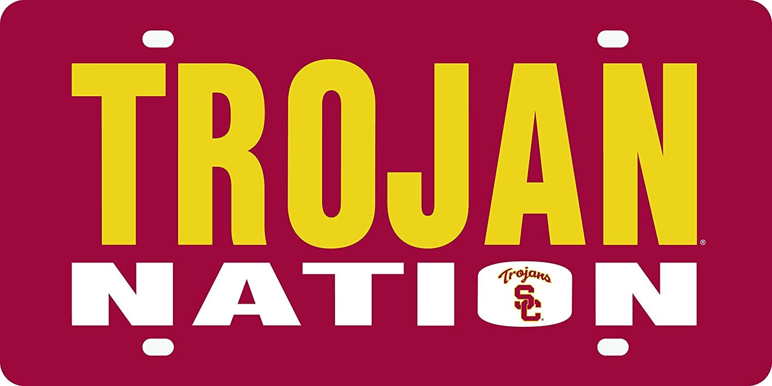 University of Southern California Trojans USC Premium Laser Cut Tag License Plate, Nation Design, Mirrored Acrylic Inlaid, 6x12 Inch