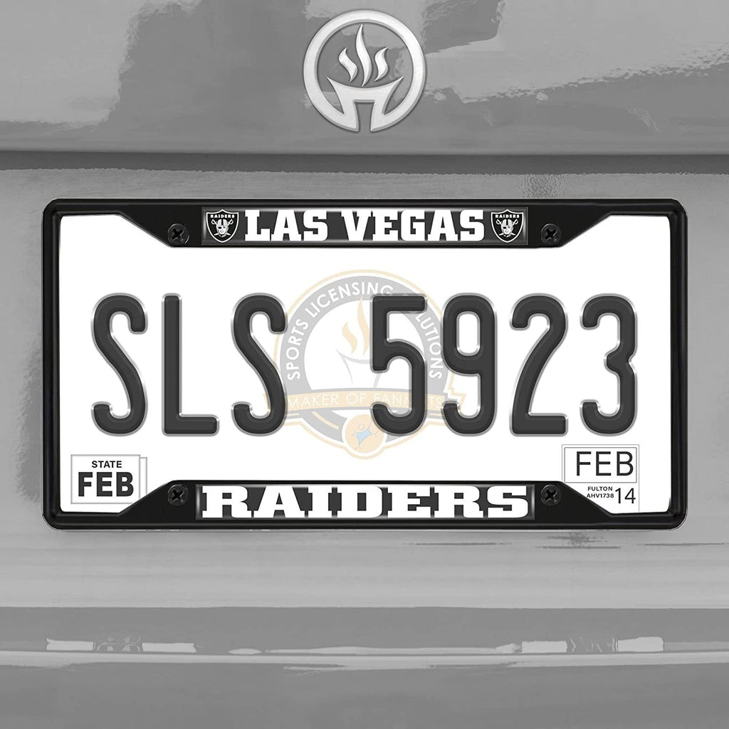 FANMATS 31361 Las Vegas Raiders Metal License Plate Frame Black Finish