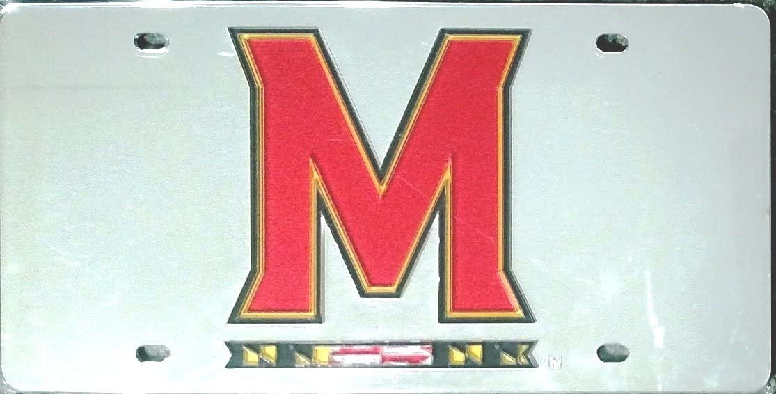 University of Maryland Terrpains Premium Laser Cut Tag License Plate, Mirrored Acrylic Inlaid, 6x12 Inch