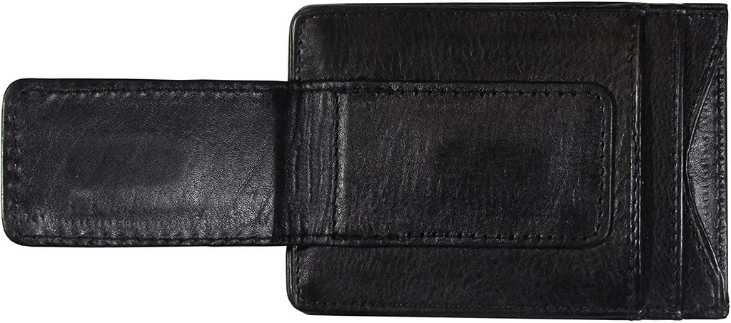 Michigan State University Spartans Black Leather Wallet, Front Pocket Magnetic Money Clip, Printed Logo