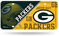 Green Bay Packers Metal Auto Tag License Plate, Split Design, 12x6 Inch