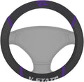 Kansas State Wildcats Steering Wheel Cover Premium Embroidered Black 15 Inch University