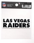 Las Vegas Raiders 4x4 Inch Die Cut Decal Sticker, Wordmark Logo, Clear Backing