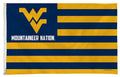 West Virginia University Mountaineers Premium 3x5 Feet Flag Banner, Stripes Design, Metal Grommets, Outdoor Use, Single Sided