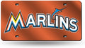 Miami Marlins Premium Laser Cut Tag License Plate, Orange Mirrored Acrylic Inlaid, 12x6 Inch