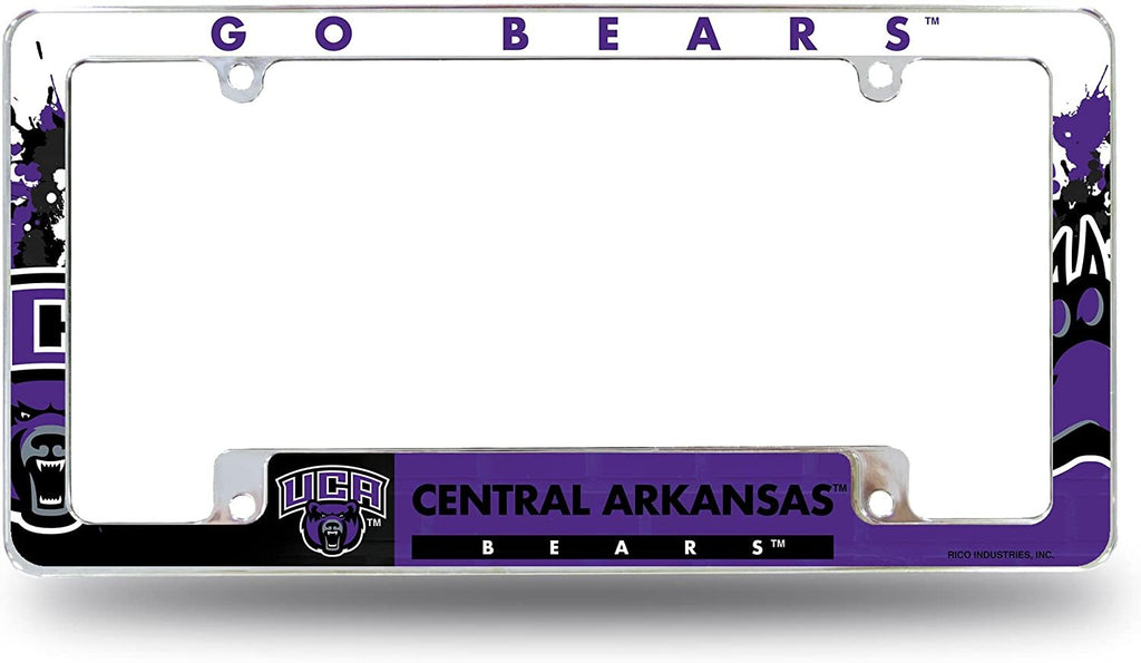 University of Central Arkansas Bears Metal License Plate Frame Tag All Over Design 12x6 Inch