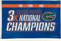 University of Florida Gators 3-Time Champions Premium 3x5 Feet Flag Banner, Logo Design, Metal Grommets, Outdoor Use, Single Sided