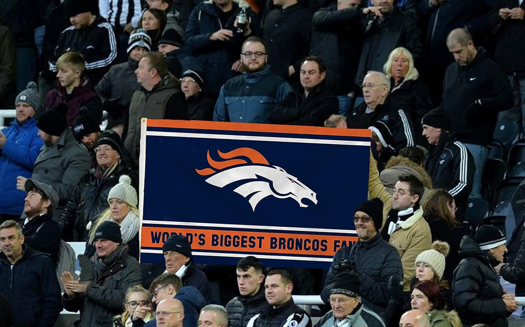 Denver Broncos 3x5 Feet Flag Banner, World's Biggest Fan, Metal Grommets, Single Sided, Indoor or Outdoor Use