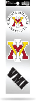 Virginia Military Academy Keydets VMI 3-Piece Retro Decal Sticker Sheet, Die Cut, Clear Backing, 3x12 Inch