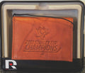 Pittsburgh Penguins 2017 Stanley Cup Champions Premium Brown Leather Wallet, Bifold Billfold, Embossed Laser Engraved