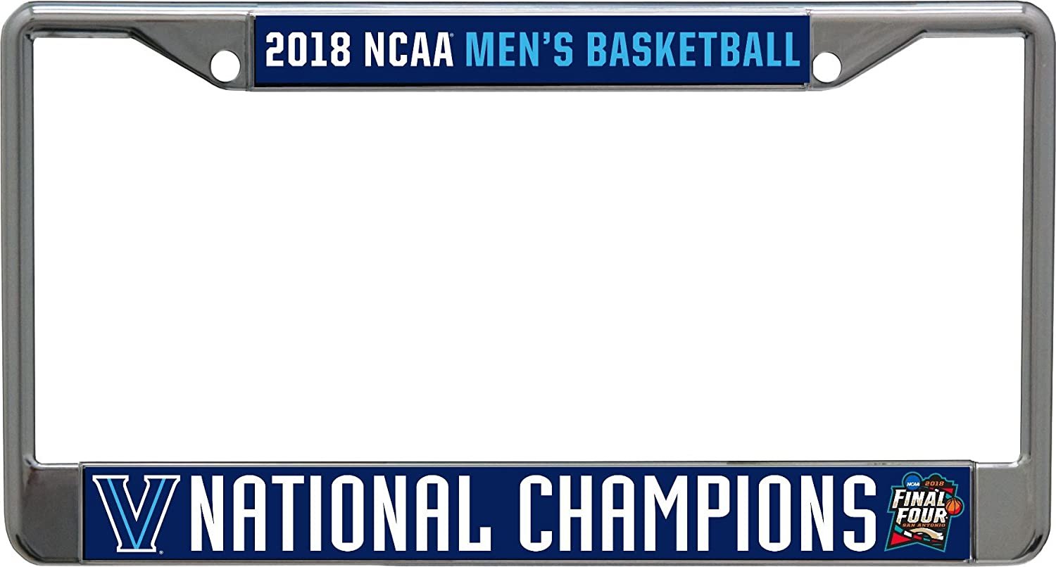 Villanova University Wildcats 2018 Champions Chrome Metal License Plate Frame Tag Cover, Laser Mirrored Inserts, 12x6 Inch
