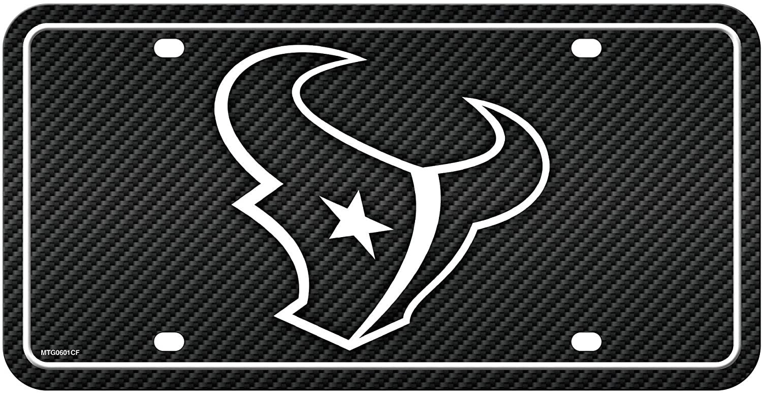 Houston Texans Metal Auto Tag License Plate, Carbon Fiber Design, 6x12 Inch