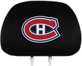 Montreal Canadiens Pair of Premium Auto Head Rest Covers, Embroidered, Black Elastic, 14x10 Inch