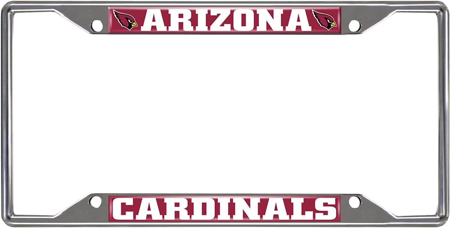 Arizona Cardinals Chrome Metal License Plate Frame Tag Cover 6 x 12 Inch