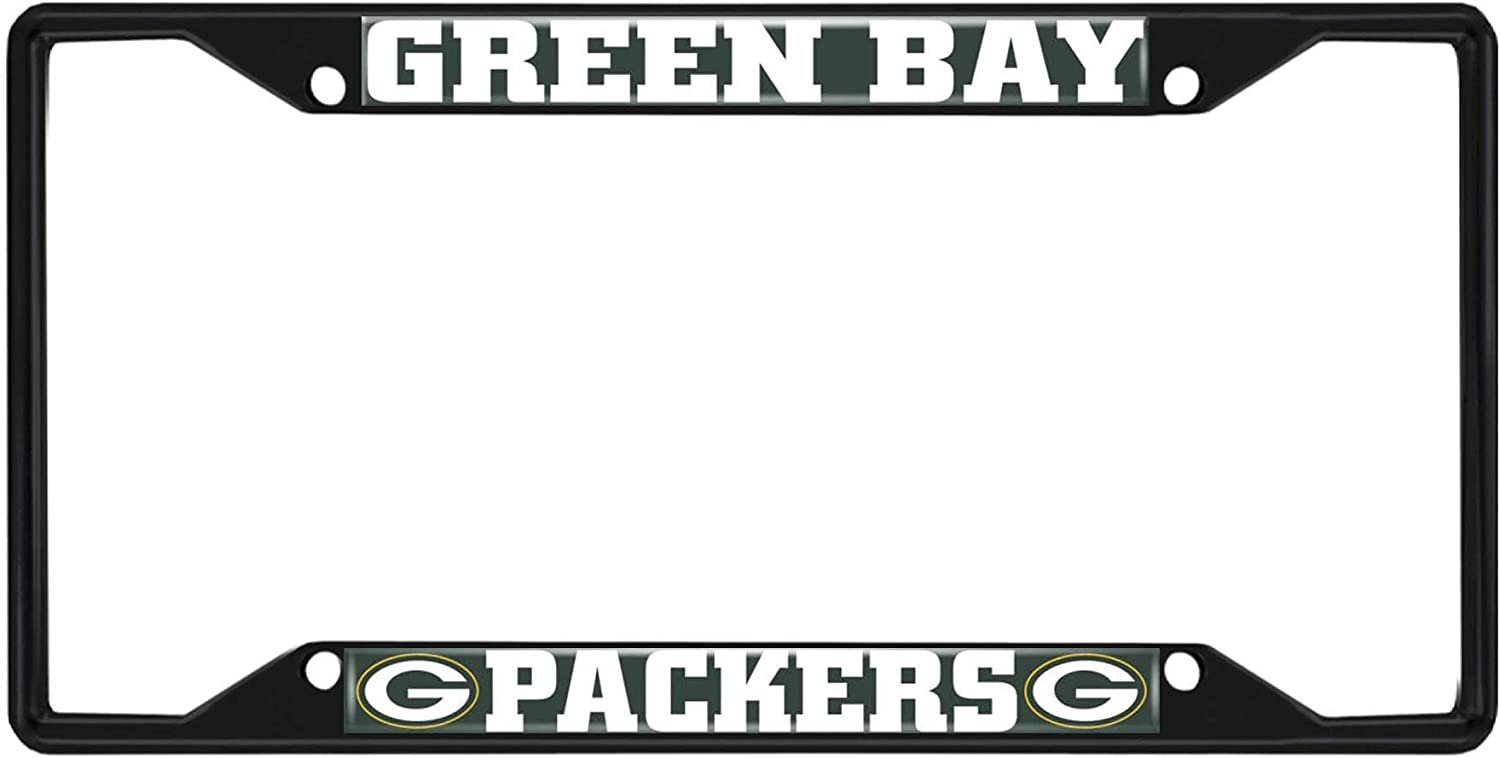 FANMATS 31356 Green Bay Packers Metal License Plate Frame Black Finish