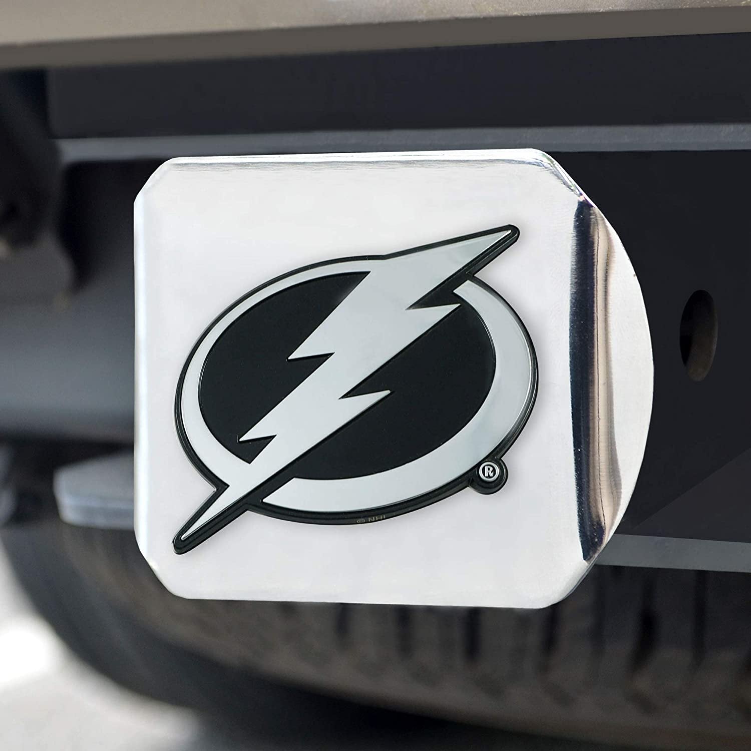 FANMATS NHL Tampa Bay Lightning Hitch Cover - Chromehitch Cover - Chrome, Team Colors, One Sized, 25113