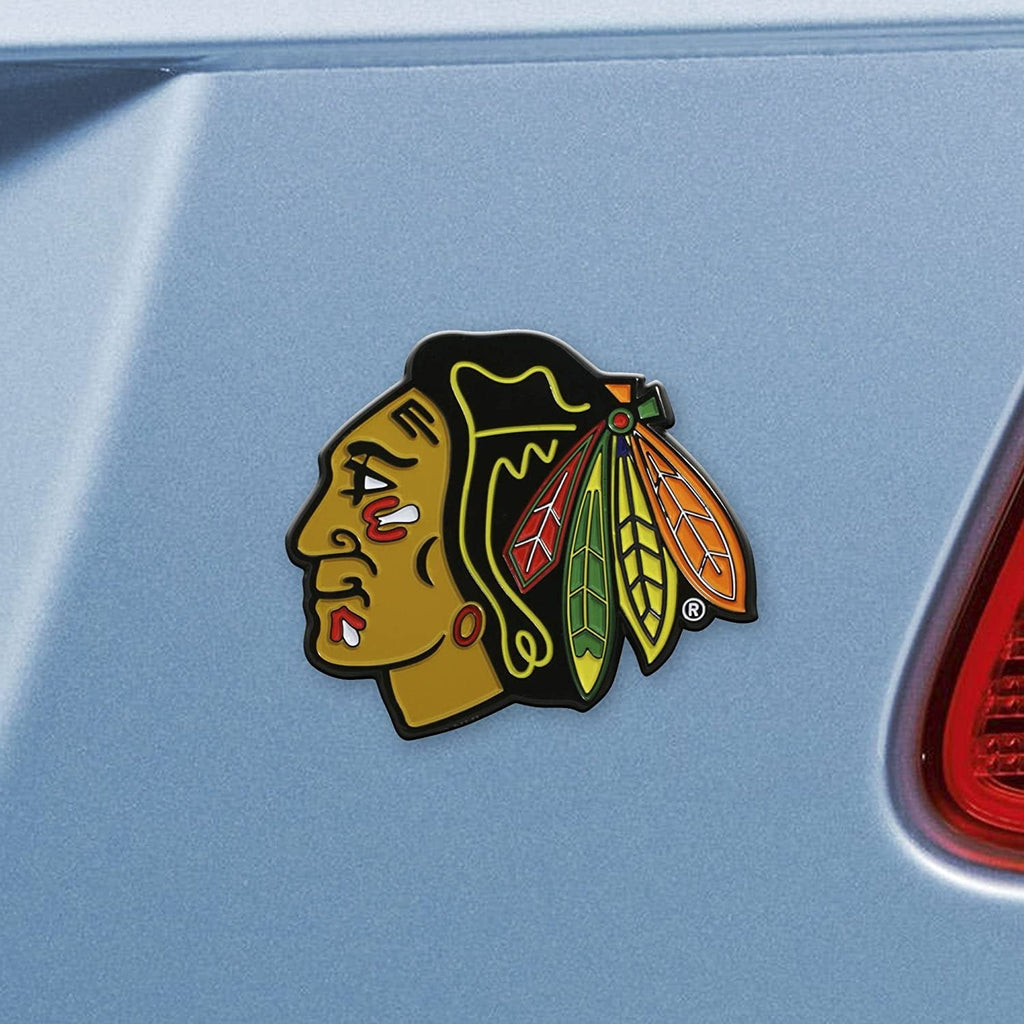 Chicago Blackhawks Premium Solid Metal Color Chrome Auto Emblem Decal