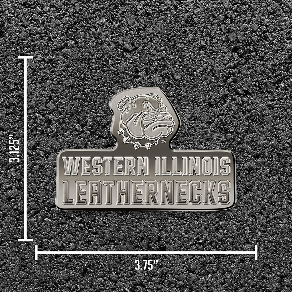 Western Illinois Leathernecks Solid Metal Auto Emblem Antique Nickel for Car/Truck/SUV