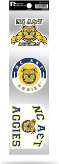 North Carolina A&T Aggies Triple Retro Throwback Spirit Decals Flat Vinyl Auto Home Sticker Sheet University of