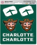 University of North Carolina UNC Charlotte 49ers 6-Piece Decal Sticker Set, 5x6 Inch Sheet, Gift for football fans for any hard surfaces around home, automotive, personal items