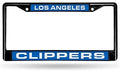 Los Angeles Clippers Black Metal License Plate Frame Tag Cover, Laser Acrylic Mirrored Inserts, 12x6 Inch
