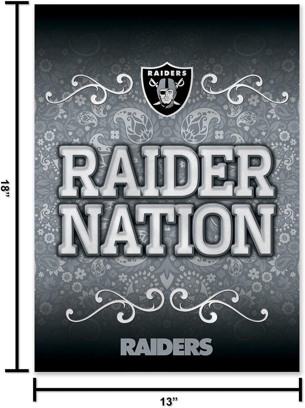Las Vegas Raiders Premium Double Sided Garden Flag Banner, Raider Nation, 13x18 Inch, Display Pole Sold Separately