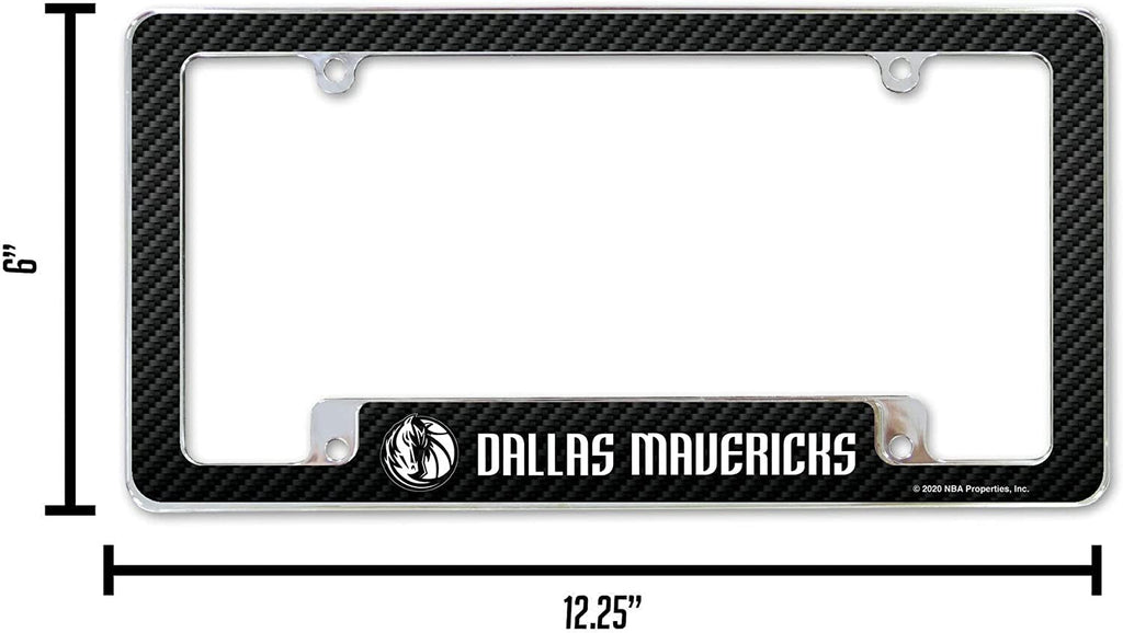 Dallas Mavericks Metal License Plate Frame Chrome Tag Cover Carbon Fiber Design 6x12 Inch